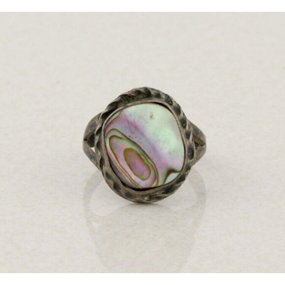 Sterling Silver Abalone Ring Size 8 - Picture 1 of 7